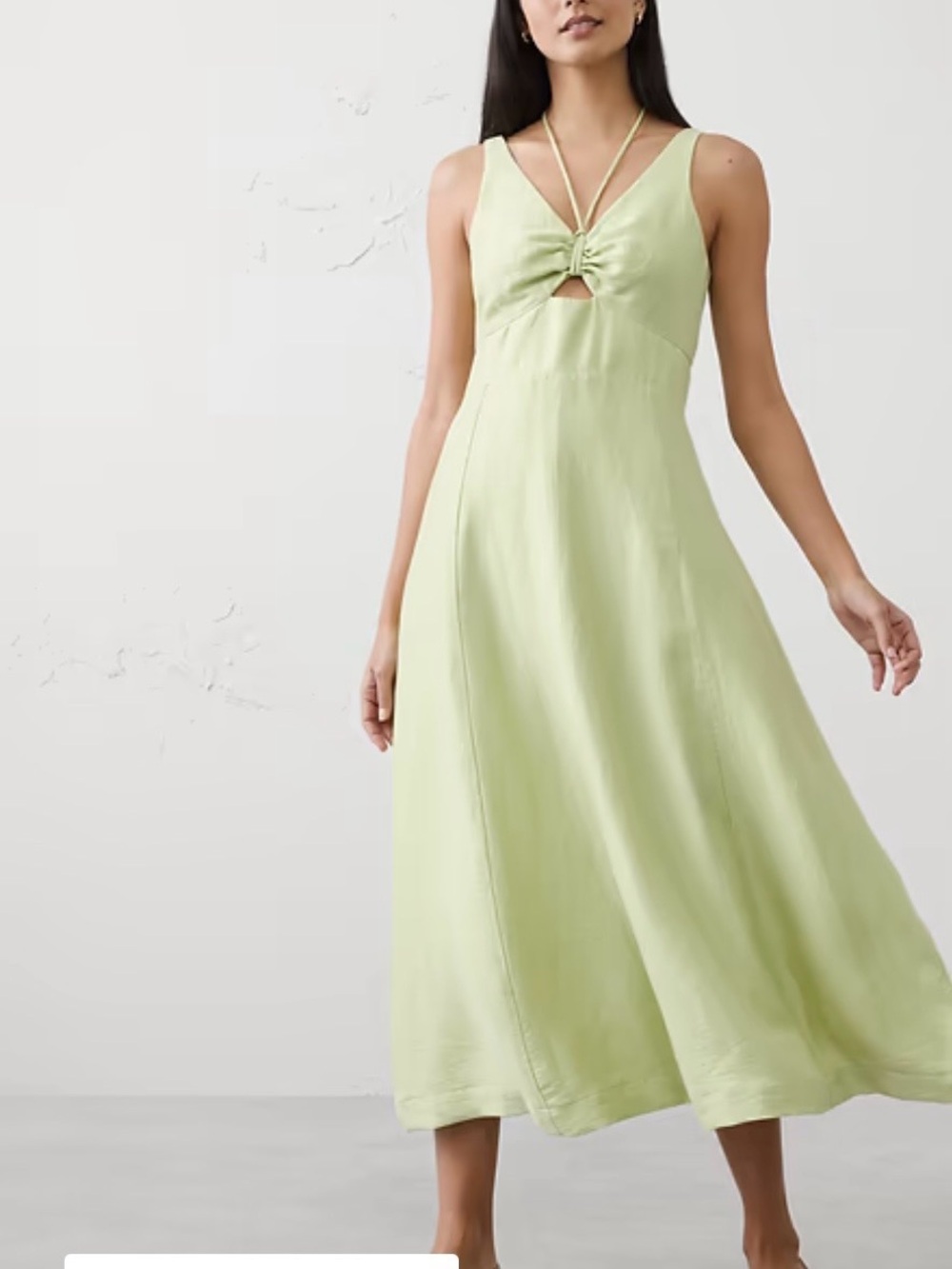 Light Green Tie-Front Midi Dress by
